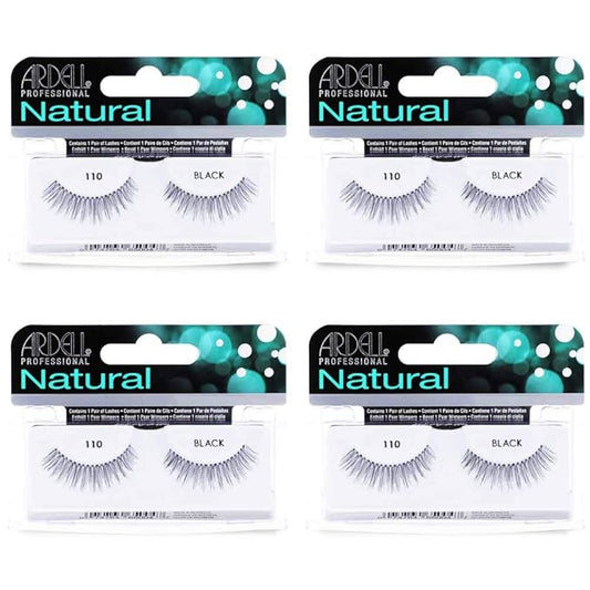 Ardell Natural Lashes 110 - Black, False Eyelashes, Soft & Lightweight, Reusable Strip Lashes for Everyday Wear, 4 Pack
