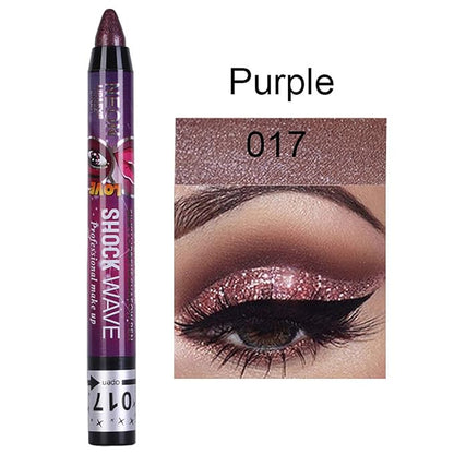 Vtrem 4 Colors Purple Red Brown Gold Shimmer Glitter Eyeshadow Pen Lip Pen 2-in-1 Lying Silkworm Highlighter Eye Shadow Pen Waterproof Long Lasting Eye Shadow Set Pen Eyeliner Kit