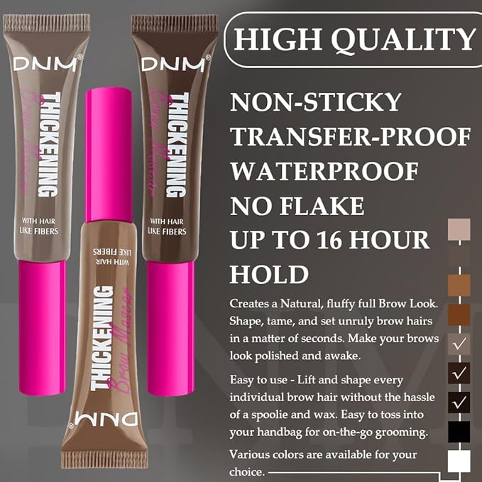 Tinted Thickening Brow Mascara,Brow Fast Sculpt,Waterproof, Transfer-proof, Brush to Fill in Eyebrows and Cover Gray Hairs - Cruelty Free (3pcs 05 Cool Ash Brown &06 Brunette &07 Espresso)