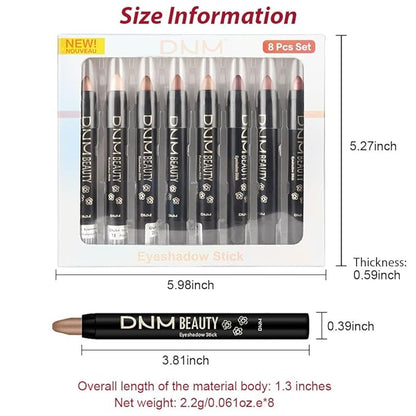 Kaely 8Pcs Cream Eye Shadow Sticks Set for Eyes,Champagne Pearl Bronze Sand Orchid Rose Shimmer Putty Matte Rose Gold,Pencil Eyeshadow Applicator Stick Palette,Halloween Makeup Waterproof 08