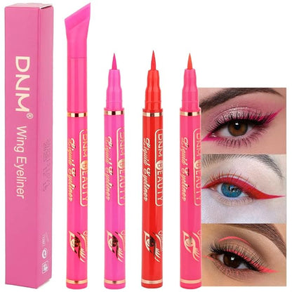 evpct 3Pcs Red Pink Coral Pink Liquid Wing Eyeliner Stamp Eye Pencil Makeup Sets Waterproof Colored Color Eye Liners Stamps Shapes delineador de ojos contra el agua delineadores de colores para ojos