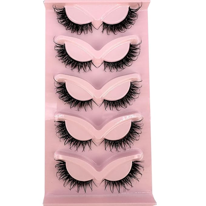 HBZGTLAD New 3D Cat-Eye Mink Eyelashes Curled Winged Natural Realistic Messy End Eye Elongated Thick False Eyelashes Soft Fake Eyelashes (023)