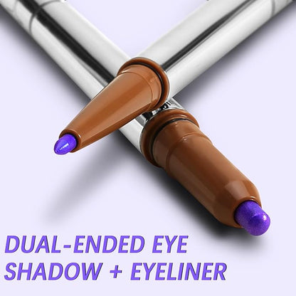 Glitter Eyeshadow Stick, Dual-Ended Eyeshadow Pencil Eyeliner, Eyeshadow Powder and Smooth Eye Liner, Waterproof Makeup Crayon, Long Lasting Eye Brightening Stick