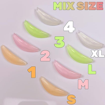 Lash Lift Rodss,DIY Eyelash Lift Pads,Silicone Eyealsh Perm Rods,Lash Lifting at Home 8 Pcs Eyelash Curler Pads 4 Sizes Reusable Soft Silicone Shields (New L curl Lift Pads)