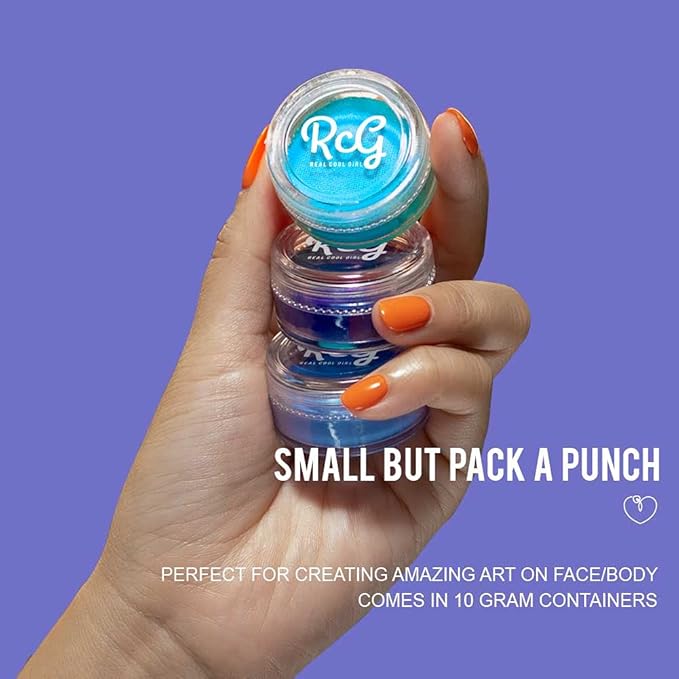 RCG Water Activate Eyeliner - Makeup Artist | Influencers Choice Matte Colorful Wet Liner - Smudge Proof Face Body Paint Skin Safe & Child Friendly - 10 Grams per Container (After Storm - Light Blue)
