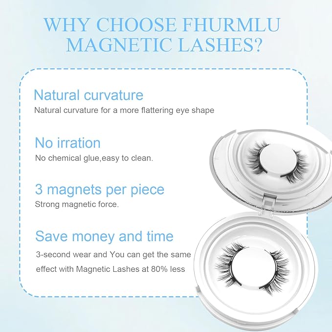 Elara Craft Magnetic Eyelashes with Applicator,Reusable Magnetic Eyelashes Natural Look,Easy to Wear and Remove Soft Lashes kit No Glue or Liner Needed(Fuller)