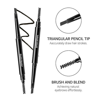 Eyebrow Pencil Brown Brow Pencil - Eyebrow Pen with Multi Function Eyebrow Brush, Waterproof Eyebrow Makeup Brow Pen, Long-Lasting & Smudge-Proof Eye Brow Pencils for Women Natural Brows (Gray)