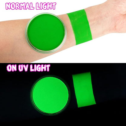 Bowitzki 30g Professional Face Paint Body Paint Water Based Face painting Makeup Safe for Kids and Adults Split Cake Single Color (Neon Green)