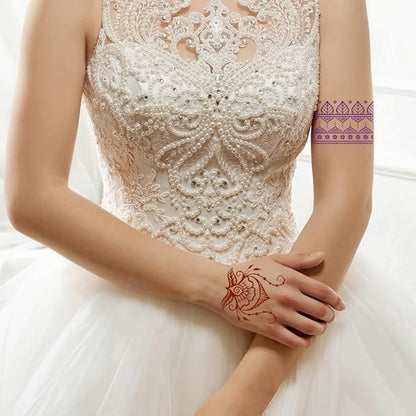 XMASIR Tattoo Kit, Temporary Tattoos Stencils 18 Sheets Pink Henna Tattoo Templates Flower Sun Moon Indian Arabian Face Body Paint DIY for Girls Women (Pink)