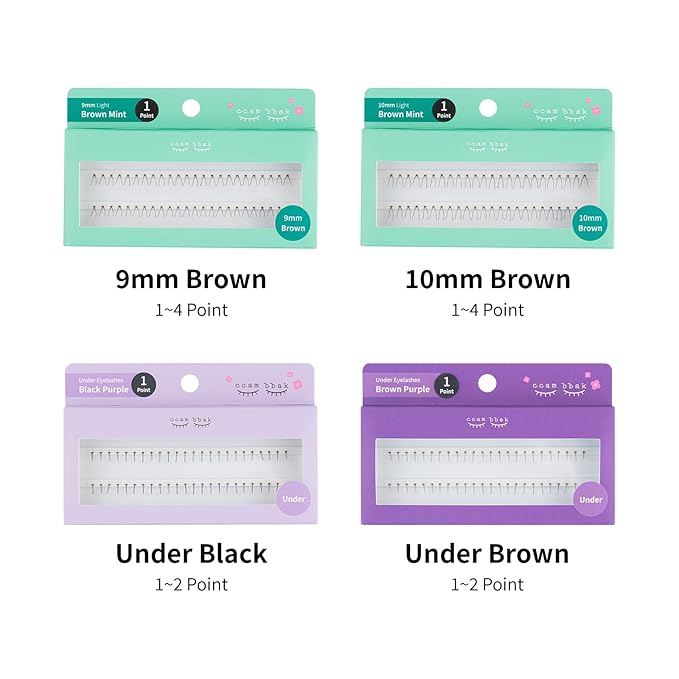 CCAMBBAK Original Looks So Natural False Eyelashes Handmade Lightweight Individual Lashes Extension Lengthening Wisps - Featherlight Synthetic Reusable (10mm Light (Brown), 4 Point)