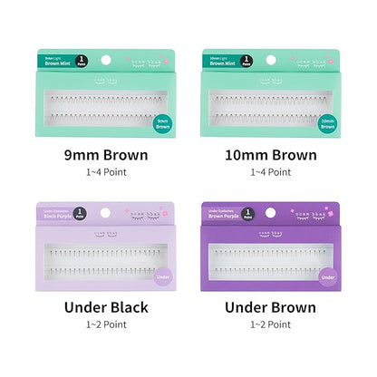 CCAMBBAK Original Looks So Natural False Eyelashes Handmade Lightweight Individual Lashes Extension Lengthening Wisps - Featherlight Synthetic Reusable (10mm Light (Brown), 4 Point)