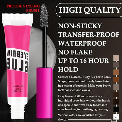 Tinted Thickening Brow Mascara,Brow Fast Sculpt,Waterproof, Transfer-proof, Brush to Fill in Eyebrows and Cover Gray Hairs - Cruelty Free - Light Medium Brown (1 Pack) (1pc 09 transparent brow glue)