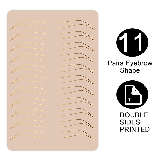 3 pcs Thicken Two sides Microblading Practice Silicon Skin Perfect for Permanent Makeup and Microblading Nano brows ombre brow practice (Golden Printing)