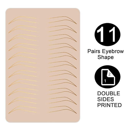 3 pcs Thicken Two sides Microblading Practice Silicon Skin Perfect for Permanent Makeup and Microblading Nano brows ombre brow practice (Golden Printing)
