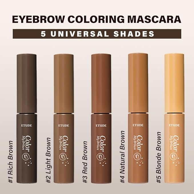 ETUDE Color My Brows Big Size - Natural Brown (9g) | Beeswax & Carnauba Wax | Eyebrow Mascara, Quickly Fixing Natural Eyebrow Makeup with Care Effect | Korean Makeup, Kbeauty