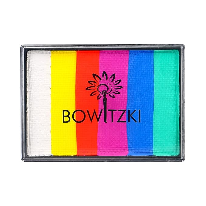 Bowitzki 50g Water Activated Eyeliner Retro Graphic Hydra Eye Liner Makeup UV Glow Fluorescent Cake Aqua Color Split Cakes Neon Rainbow Face Paints Body Painting for Halloween Christmas (Sun & Sea)