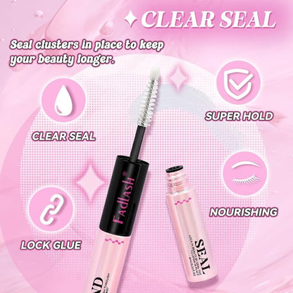 FASLASH Bond and Seal Lash Glue 12ML Lash Cluster Glue Lash Bond and Seal Waterproof Eyelash Glue for Eyelash Extensions Hold 48-72 Hours