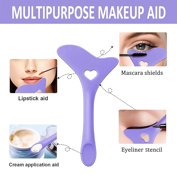 All In One Eye Makeup Stencils Aid Tool Set, Reusable Mascara Shield Applicator Guard Pads + Eyeshadow and Eyeliner Stencils Pad Kit Eye Applicator Guide Tool for Makeup, Easy to Use
