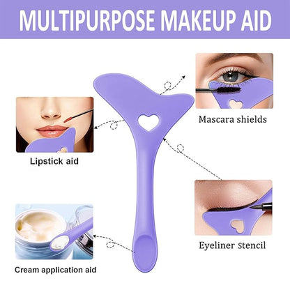 All In One Eye Makeup Stencils Aid Tool Set, Reusable Mascara Shield Applicator Guard Pads + Eyeshadow and Eyeliner Stencils Pad Kit Eye Applicator Guide Tool for Makeup, Easy to Use