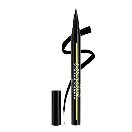 Maybelline Tattoo Studio Ink Pen Liquid Eyeliner, Up to 24 Hours of Wear, Waterproof & Smudge-Resistant Make Up, Matte Black, 1 Count