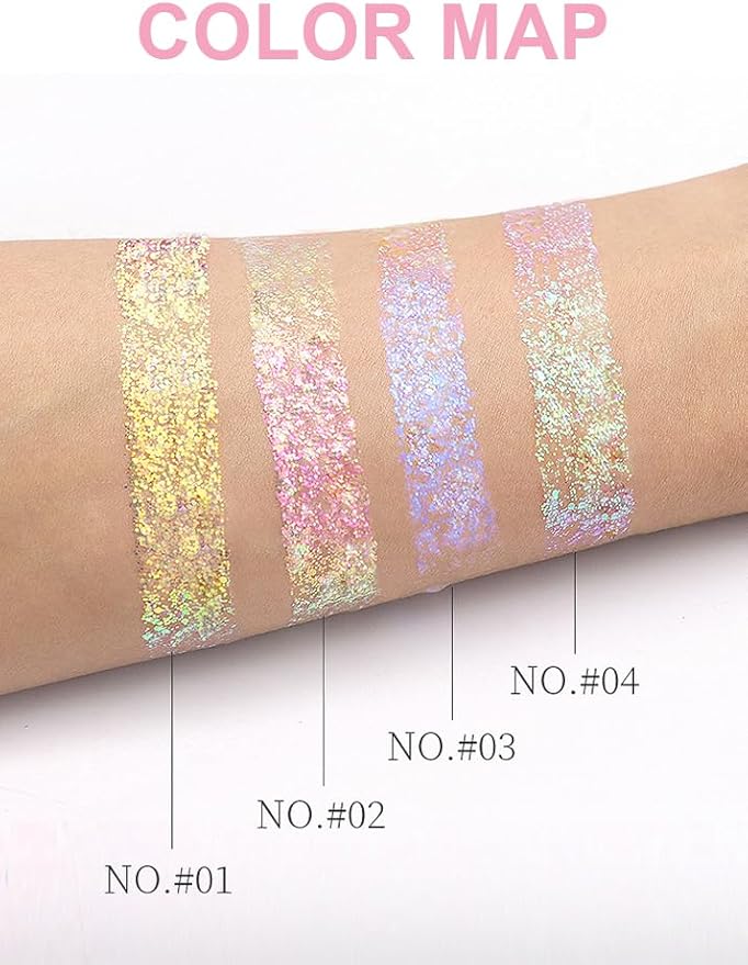 Body Glitter, Holographic Glitter Gel for Women Body Face Hair and Lip Makeup, Body Glitter Gel Cosmetic with Color Changing Under Light, Pink Body Glitter #2