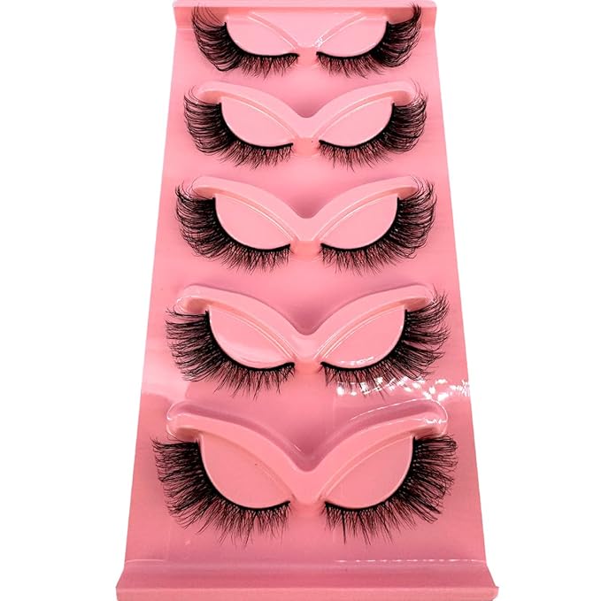 HBZGTLAD New 3D Cat-Eye Mink Eyelashes Curled Winged Natural Realistic Messy End Eye Elongated Thick False Eyelashes Soft Fake Eyelashes (V11)