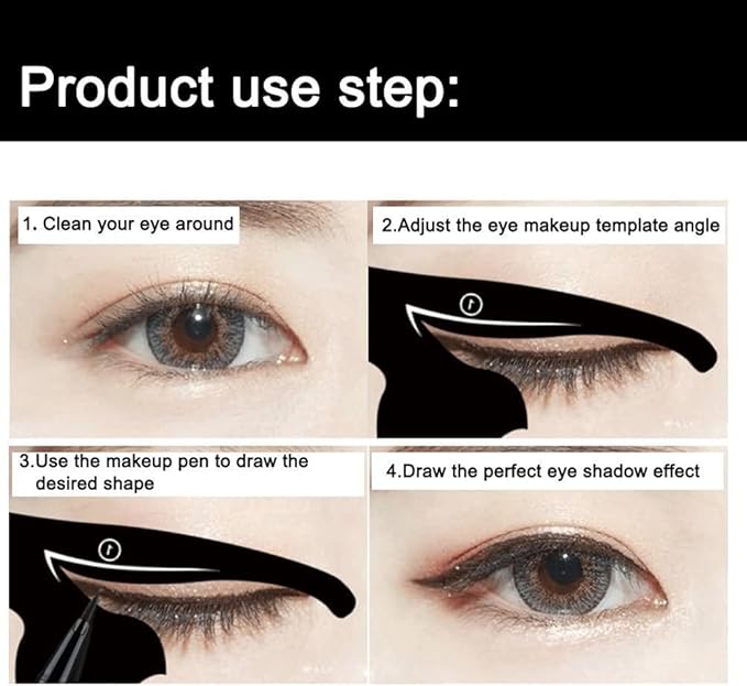 2 Pcs Cat Eyeliner Stencils, Matte PVC Material Smoky Eyeshadow Applicators Template Plate, Cat Shape Eye Liner & Eye Shadow Guide Template Tool