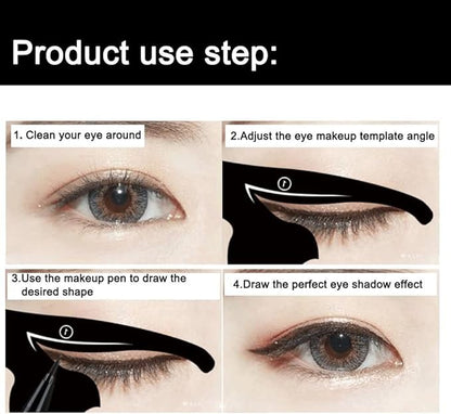 2 Pcs Cat Eyeliner Stencils, Matte PVC Material Smoky Eyeshadow Applicators Template Plate, Cat Shape Eye Liner & Eye Shadow Guide Template Tool