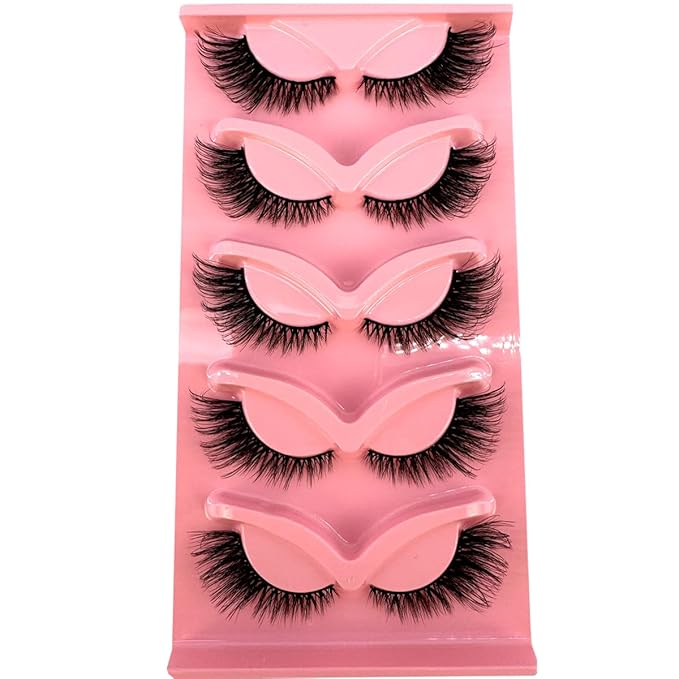 HBZGTLAD New 3D Cat-Eye Mink Eyelashes Curled Winged Natural Realistic Messy End Eye Elongated Thick False Eyelashes Soft Fake Eyelashes (V2)