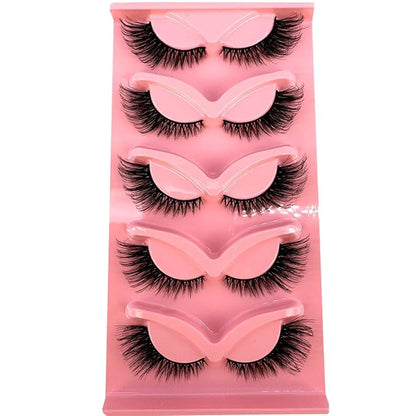 HBZGTLAD New 3D Cat-Eye Mink Eyelashes Curled Winged Natural Realistic Messy End Eye Elongated Thick False Eyelashes Soft Fake Eyelashes (V2)