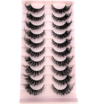 HBZGTLAD Soft Mink Eyelashes 3D Curl Winged End Eye Elongated Fake Lashes Thick Handmade Natural False Eyelash Messy Cross Lash Wholesale (AD-18)