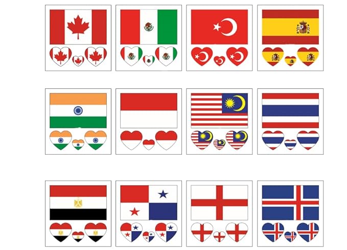 10 Sheets South Sudan Sultan Flag Tattoos Stickers 40 Pcs Waterproof Sweat Sports National Flag Removable Fake Tattoos