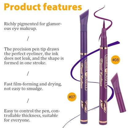evpct 2Pcs Blue Violet Nordic Purple Liquid Wing Eyeliner Stamp Eye Pencil Set Waterproof Colored Color Eye Liners Stamps Shapes delineador de ojos contra el agua delineadores de colores para ojos 7&8