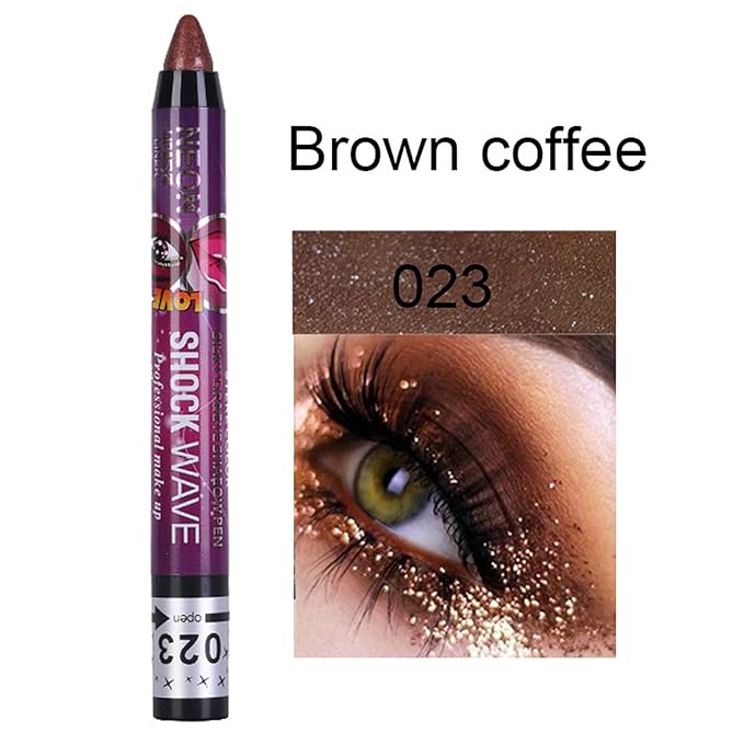 Vtrem 4 Colors Orange Purple Brown Coffee Shimmer Glitter Eyeshadow Pen Lip Pen 2-in-1 Lying Silkworm Highlighter Eye Shadow Pen Waterproof Long Lasting Eye Shadow Set Pen Eyeliner Kit