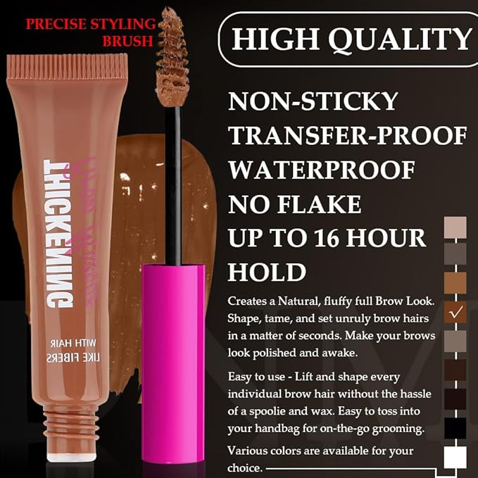 Tinted Thickening Brow Mascara,Brow Fast Sculpt,Waterproof, Transfer-proof, Brush to Fill in Eyebrows and Cover Gray Hairs - Cruelty Free - Light Medium Brown (1pc 04 Rich Auburn)