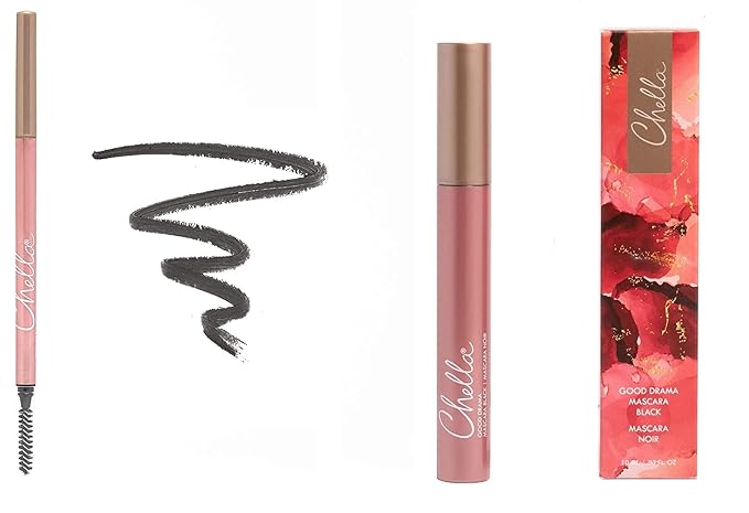 Chella Good Drama Vegan Mascara and Eyebrow Pencil Bundle, Graceful Grey