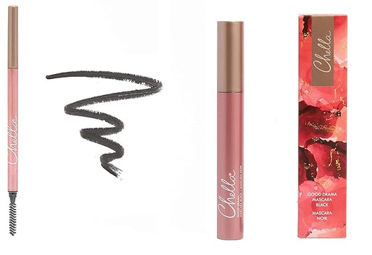 Chella Good Drama Vegan Mascara and Eyebrow Pencil Bundle, Graceful Grey
