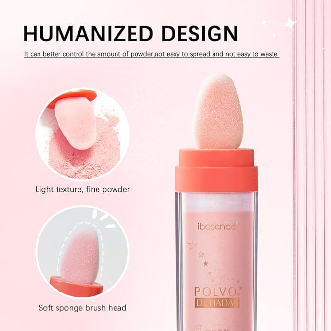 Ibcccndc Polvo De Hadas Fairy Highlight Patting Powder Highlighter Body Glitter for Face Hair Eye Lip and Body,Make Up for Prom, Festival Rave, Stage Makeup (Pink)