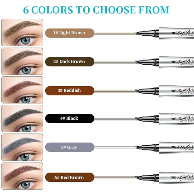 Magic Eyebrow Pencil, 3D 4 Tipped Precise Brow Pen Upgraded Waterproof Microblading Eyebrow Pencil Contouring Pen Natural Makeup Effect (B-Gray)