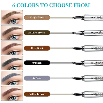 Magic Eyebrow Pencil, 3D 4 Tipped Precise Brow Pen Upgraded Waterproof Microblading Eyebrow Pencil Contouring Pen Natural Makeup Effect (B-Gray)
