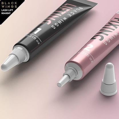 BLACKWINGS 2-in-1 Lash Lift Kit Brow Lamination Kit, High-capacity Lotion Tube Design Eyelash Perm Kit Perm & Setting Lotion for Salon or Home Use