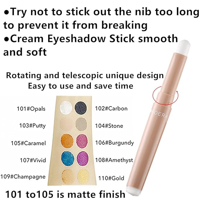 Go Ho Matte Eyeshadow Stick - Waterproof Cream Eyeshadow Pen, Smooth Easy To Color, 104# Stone