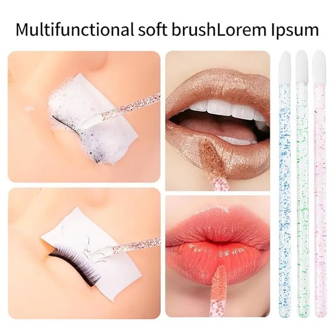 50 Pink Lash Spoolies for Eyelash Extensions, 50 Lip Brush for Lipstick, 50 Micro Swabs for Eyebrow Lamination,6Pcs Y Shape Eyelash Lift Tool Eyelash Brush,5 Pairs Lint Free Under Eye Gel Pads