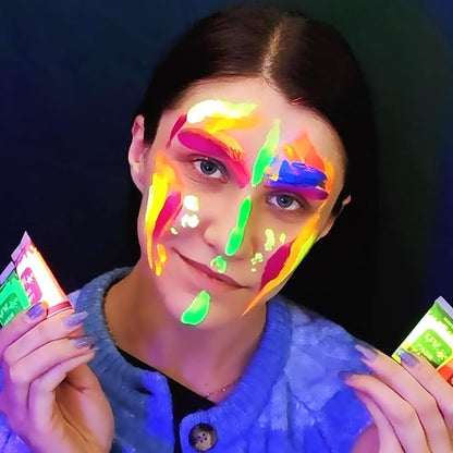 Maydear 10 Colors UV Face Body Paint Set, Fluorescent Glow Blacklight Neon Liquid Face Paint - Perfect for Halloween, Carnivals, and Parties - 0.7 FL OZ. Each