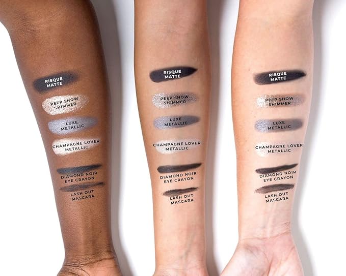 Rinna Beauty Smoke Show Iconic Eye Kit with Vegan Diamond Noir Jet Black Eye Crayon, Lash Out Mascara, Eye Shadow Quad, Matte Black, Sparkling Silver, Matte Gunmetal Grey, White - 1 each
