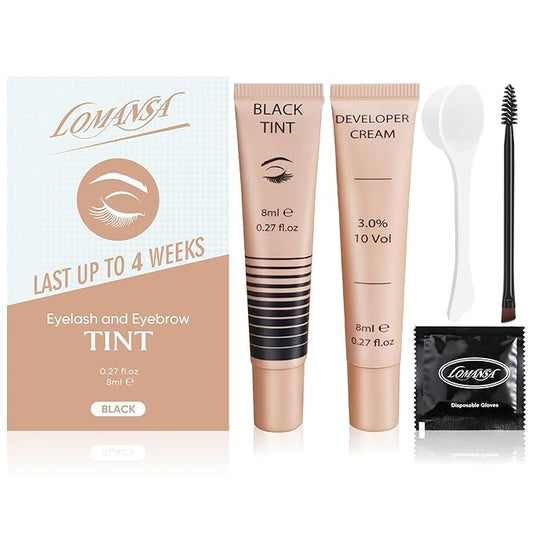 Lash Color Kit Eyelash Color Set Natural Black Brow Color Effects Lasts up to 4 Weeks Voluminous Keratin Fast Coloring for Newbies & Pros
