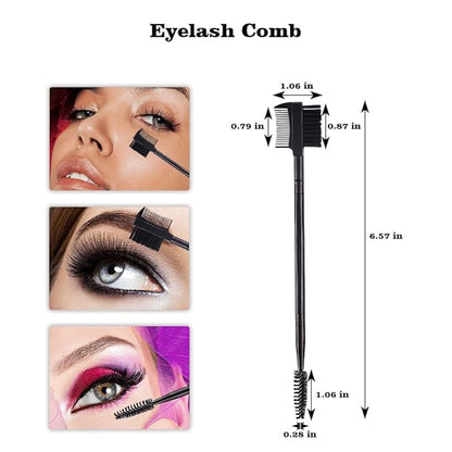 1PC2 in1Eyelash Comb Dual Purpose Eyelash,1Brow & Lash Shaper with 3 Different Spoolie Brushes, 1 Eyeshadow and Eyeliner Stencils Pad,2Pcs Eyelash Stamps Tool,10pc Disposable Eyeliner Makeup