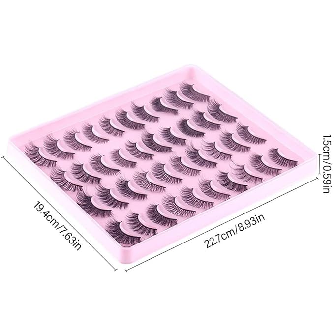 20 Pairs False Eyelashes, 3D Faux Mink Lashes Natural Look Wispy Fake Eyelashes 11-17MM Fluffy Volume Long Thick Lashes 20 Styles Mixed Pack