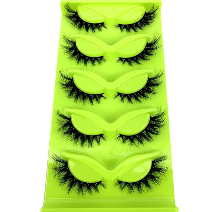 HBZGTLAD New 3D Cat-Eye Mink Eyelashes Curled Winged Natural Realistic Messy End Eye Elongated Thick False Eyelashes Soft Fake Eyelashes (MF-6)