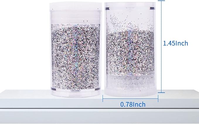 Pack of 45 Colors Iridescent Fine Glitter,Licool Extra Fine Holographic Glitter for Epoxy Resin DIY Craft,Nail Art,Body Hair Face Make up Powder,Slime Candle Tumbler Making Metalic
